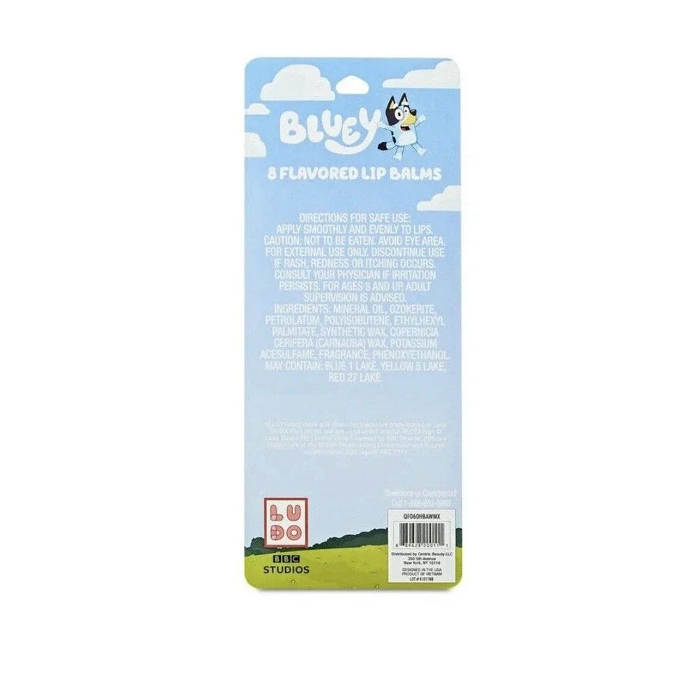 Bluey 8 Pack Lip Balms Scented Chapstick
